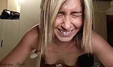 Painful anal creampie and facial expressions from student after first time anal defloration